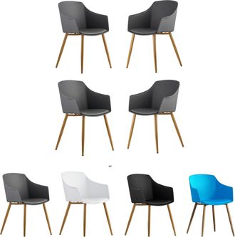 Life Interiors Life Interiors - Juego De 4 Sillas De Pl&aacute;stico Eden Con Cojines De Piel Sint&eacute;tica - Silla De Comedor Acolchada Para Comedor, Cocina - Gris