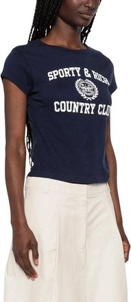 Sporty & Rich T-Shirts, female, Blue, Size: XS Crew Neck T-Shirt