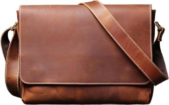 Generic Retro Mens Genuine Leather One-shoulder Bag Head Layer Cowhide Cross Style Large Capacity Casual Messenger(Retro Brown)