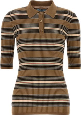 Prada Geborduurde Stretch Katoenmix Poloshirt