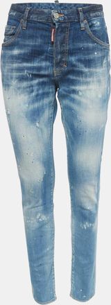 Dsquared2 Blue Washed Distressed Denim Skinny Dan Jeans S Waist
