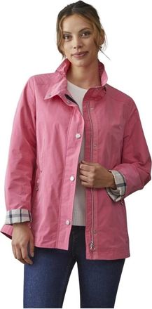 Junge Elegante Jas met Hoge Hals en Ritszakken - Dames - Zomerjassen - Roze - L - Polyester - Jassen