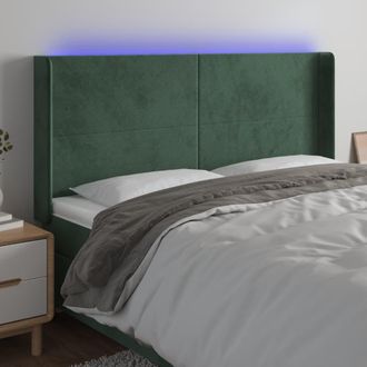 vidaXL Cabecero Con Led De Terciopelo Verde Oscuro 203x16x118/128 Cm Vidaxl