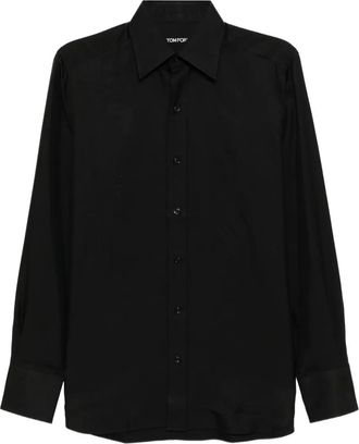 Tom Ford Camicia in twill - Nero