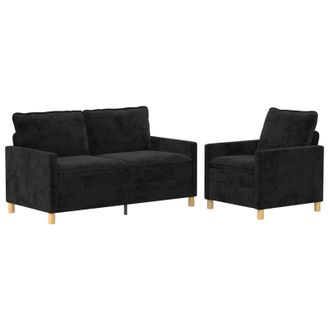 vidaXL Juego De Sof&aacute; 2 Uds. Negro Poli&eacute;ster Vidaxl