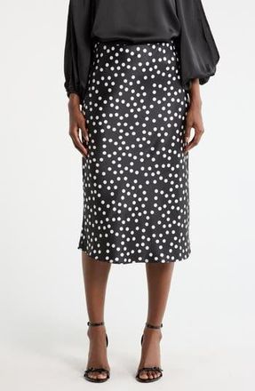Renee C Polka Dot Midi Skirt in Black at Nordstrom Rack, Size X-Small