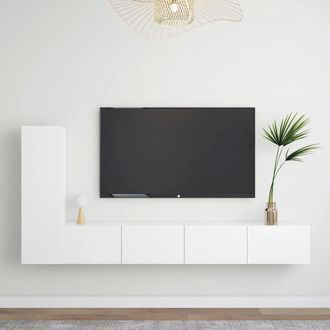 vidaXL Vidaxl - Set De Muebles De Sal&oacute;n Tv 3 Piezas Madera De Ingenier&iacute;a Blanco