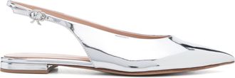 Gianvito Rossi Womens Point Sling Back Ballerina - Light Grey Leather - Size EU 40