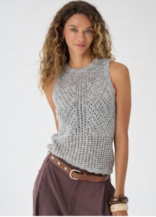Autumn Cashmere Pointelle Tank In Greystone