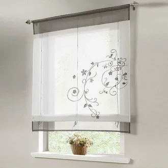 OEM Cortina Rom&aacute;ntica Con Trabilla Superior Para Cocina Y Balc&oacute;n (gris, 80 X 120 Cm)