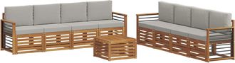 vidaXL Conjunto De Sof&aacute;s De Exterior 9 Uds. Natural Y Gris Claro Vidaxl