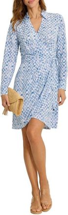 Tommy Bahama Carmela Coastal Sands Long Sleeve Wrap Shirtdress in French Blue at Nordstrom, Size X-Small