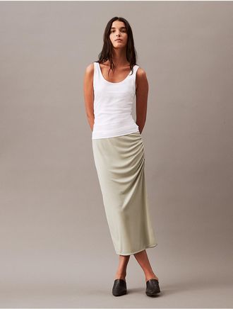 Calvin Klein Womens Refined Jersey Midi Skirt - Neutral - S