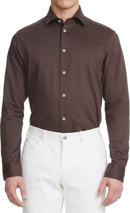 Jack Victor Abbott Knit Button-Up Shirt in Brown at Nordstrom Rack, Size Xx-Large