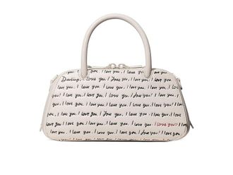 Kate Spade New York Grace I Love You Script Embossed Leather Mini Bag Wallet Womens Handbags Cream