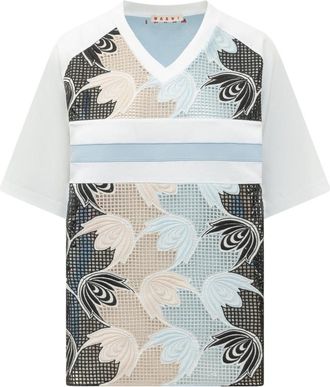 Marni Multicolor Floral V Neck T-Shirt