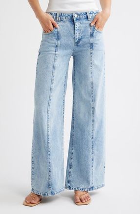 Tractr Seam Detail Wide Leg Jeans in Indigo at Nordstrom, Size 29