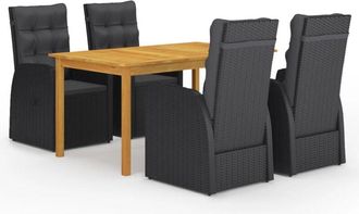 vidaXL Juego De Comedor Para Jard&iacute;n 5 Piezas Negro Vidaxl