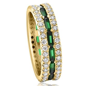 Pompeii3 2 1/2 Ct Diamond & Emerald Eternity Ring in Yellow Gold Lab Grown
