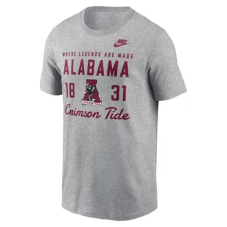 Nike Alabama Legacy Stacked Est Nike Mens College T-Shirt in Grey | N19906GABV-AZ2