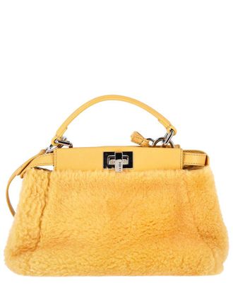 Fendi Yellow Sheep Skin Mini Peekaboo Shearling Handbag (Authentic Pre-Loved)