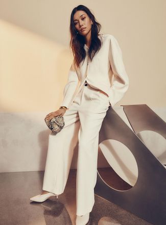 Icone Womens Pleated thick crepe wide-leg pant