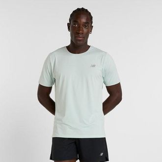 New Balance Uomo Race Day T-Shirt in Verde, Maglia di Poliestere, Taglia L