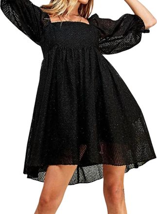 Sweet Lemon Taylor Babydoll Shimmer Texture Dress In Black