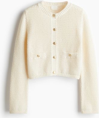 H&M Cardigan in Strukturstrick - White