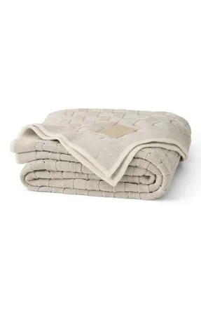Boll & Branch Basket Weave Oversize Lumbar Pillow Cover & Insert in Heathered Pewter/Cream at Nordstrom