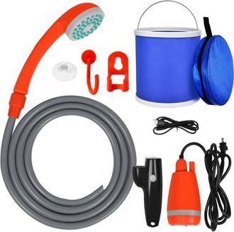 OEM Kit De Ducha Para Camping, Bomba De Ducha El&eacute;ctrica Recargable, Cabezal De Ducha Con Cubo Plegable De 13 Litros, Color Naranja