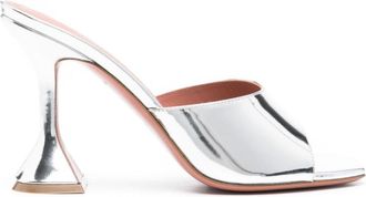 Amina Muaddi 95mm Lupita sandals - women - Calf Leather/Calf Leather/Patent Calf Leather/Rubber - 40 - Silver