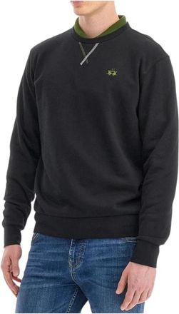 La Martina Long Sleeve Cotton Sweater Whitfield Black - Heren - Sweatshirts - Zwart - S - Katoen - Hoodies & sweatvesten