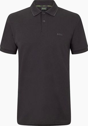 HUGO BOSS Mens Hbg Paul Polo Contrast Striped Trim Shirt - Black - Size: 40