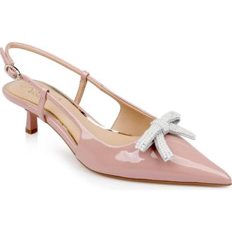 Badgley Mischka Krystia Slingback Pointed Toe Kitten Heel Pump in Blushpaten at Nordstrom Rack, Size 6.5