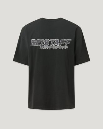 Belstaff Competition Momentum T-shirt Mens Spray Treatment Heavyweight Jersey Faded Black Size 2XL