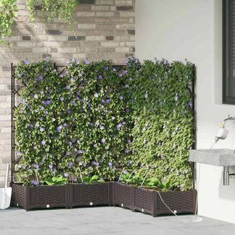 Berkfield Home Garden Planters with Water Irrigation System 5 pcs Brown
