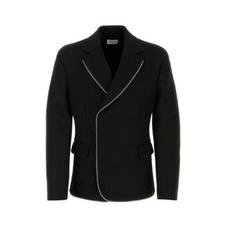 Off-white Blazers, male, Black, Size: L Japwool Zip Blazer