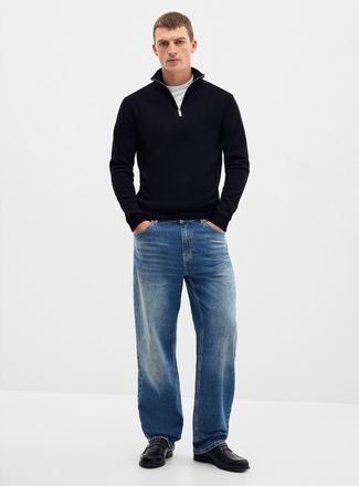 Le 31 Mens Zip-up mock-neck sweater