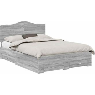 vidaXL Estructura De Cama Con Cabecera Gris Sonoma 140 X 190 Cm Vidaxl
