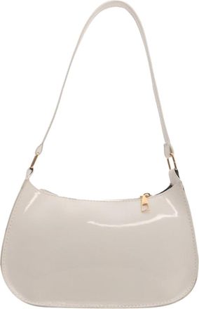 Generic Patent Leather Clutch Purse Shiny Evening Handbags for Women Armpit Shoulder Bag MINI Hobos, Beige