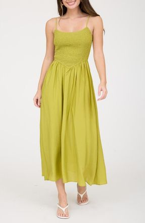 Blu Pepper Smocked Midi Dress in Light Kiwi at Nordstrom Rack, Size Medium