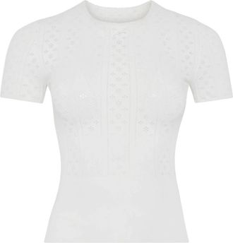 J.W.Anderson Gebreid Pointelle T-shirt met ronde hals - Dames - T-shirts - Wit - L - Polyester - Tops