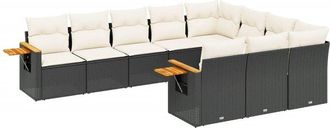 vidaXL Vidaxl - Set De Sof&aacute;s De Jard&iacute;n 10 Pzas Cojines Rat&aacute;n Sint&eacute;tico Negro