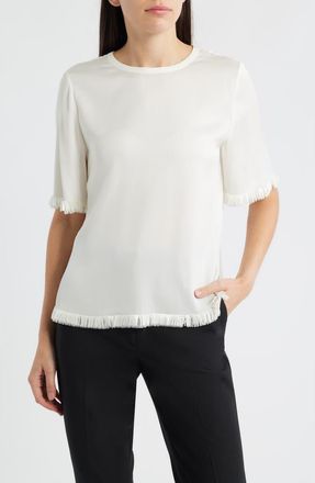 Kobi Halperin Leo Sequin Stretch Silk Top in Ivory at Nordstrom, Size Medium