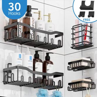 OEM Estanter&iacute;a De Ba&ntilde;o Sin Necesidad De Taladrar - Soporte De Esquina De 4 Piezas Para Champ&uacute;/gel De Ducha, Resistente A La Corrosi&oacute;n - Estanter&iacute;a De Alma