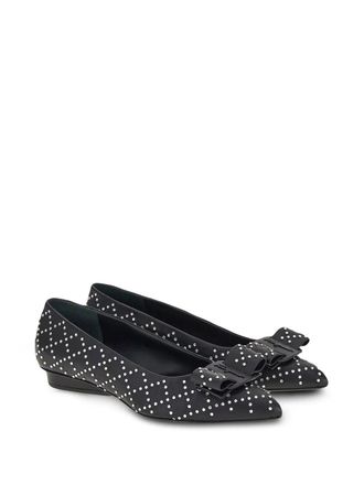 Ferragamo Ferragamo Viva Rhinestone-Embellished Flat Pumps