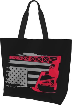 AOOEDM Oilfield Us Flag Ladies Canvas Tote Reusable Shopping Bag