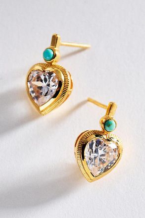 Hart England Bezel Turquoise Heart Earrings