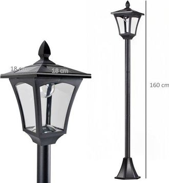 OEM Farol Solar De Jard&iacute;n - Iluminaci&oacute;n De Caminos Con Led - 40 L&uacute;menes - Negro - 18 X 18 X 160 Cm